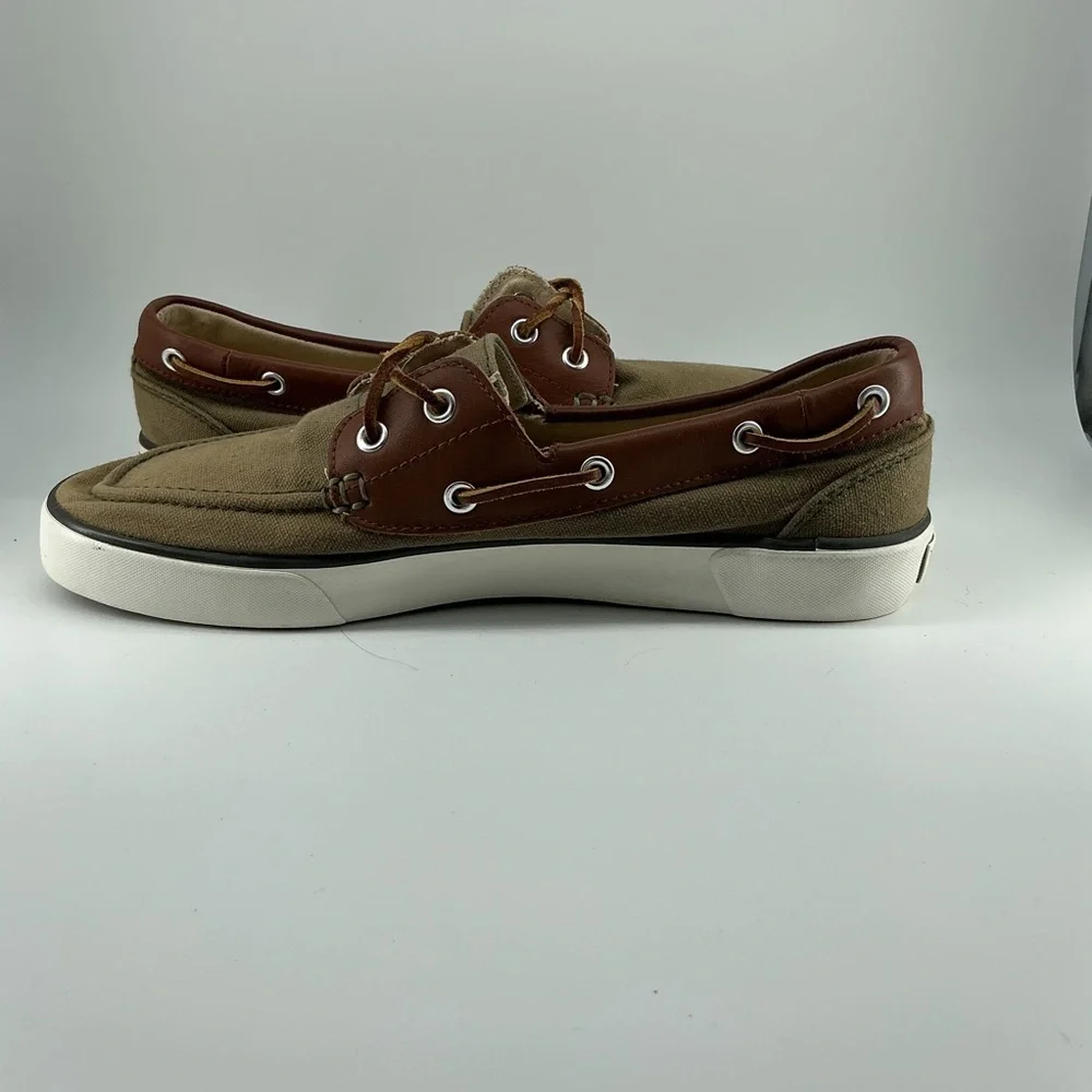 Polo Ralph Lauren Men’s Rylander Canvas Leather Details Boat Shoe Sz 9.5